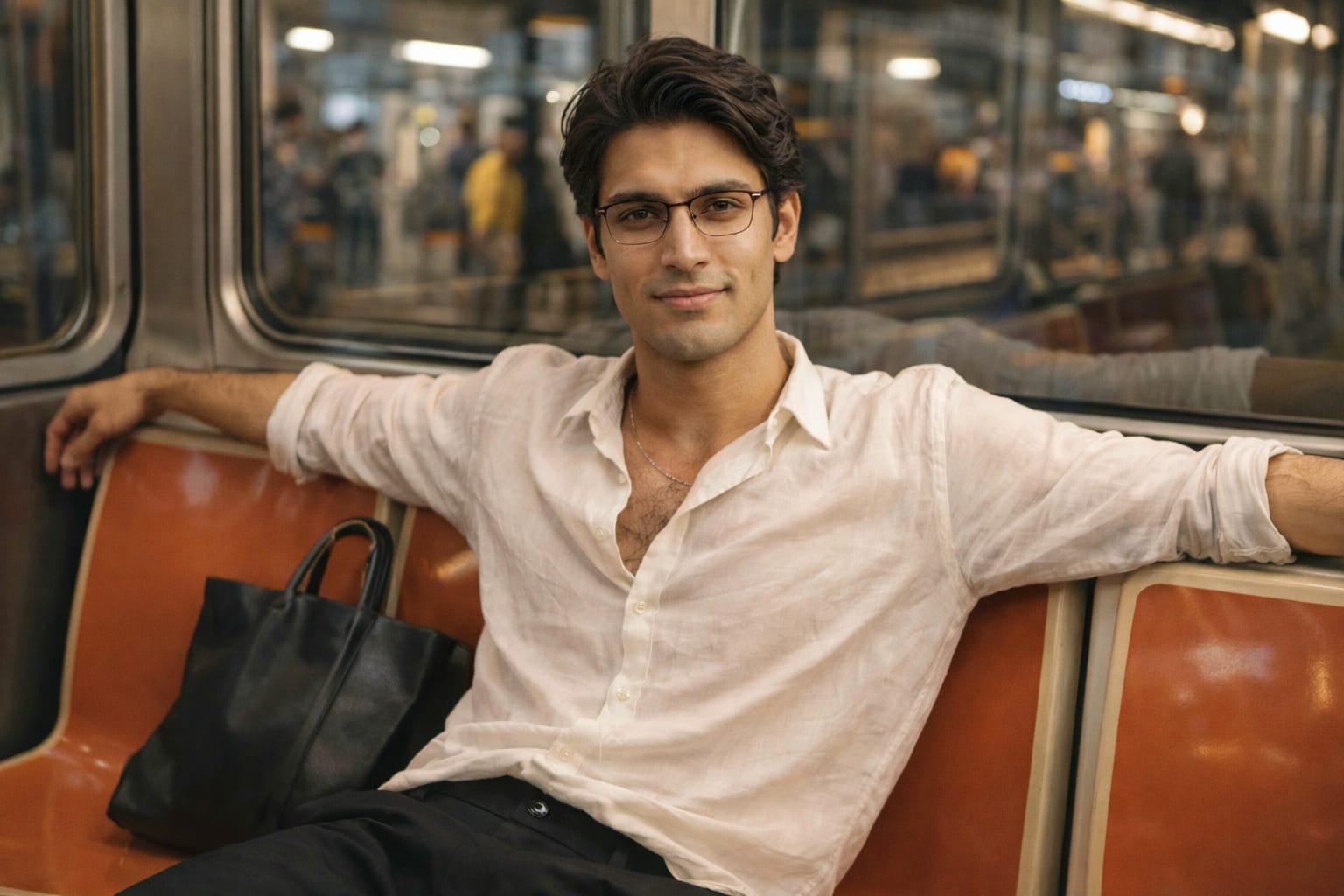 Candid Portrait: Relaxed Man on Metro