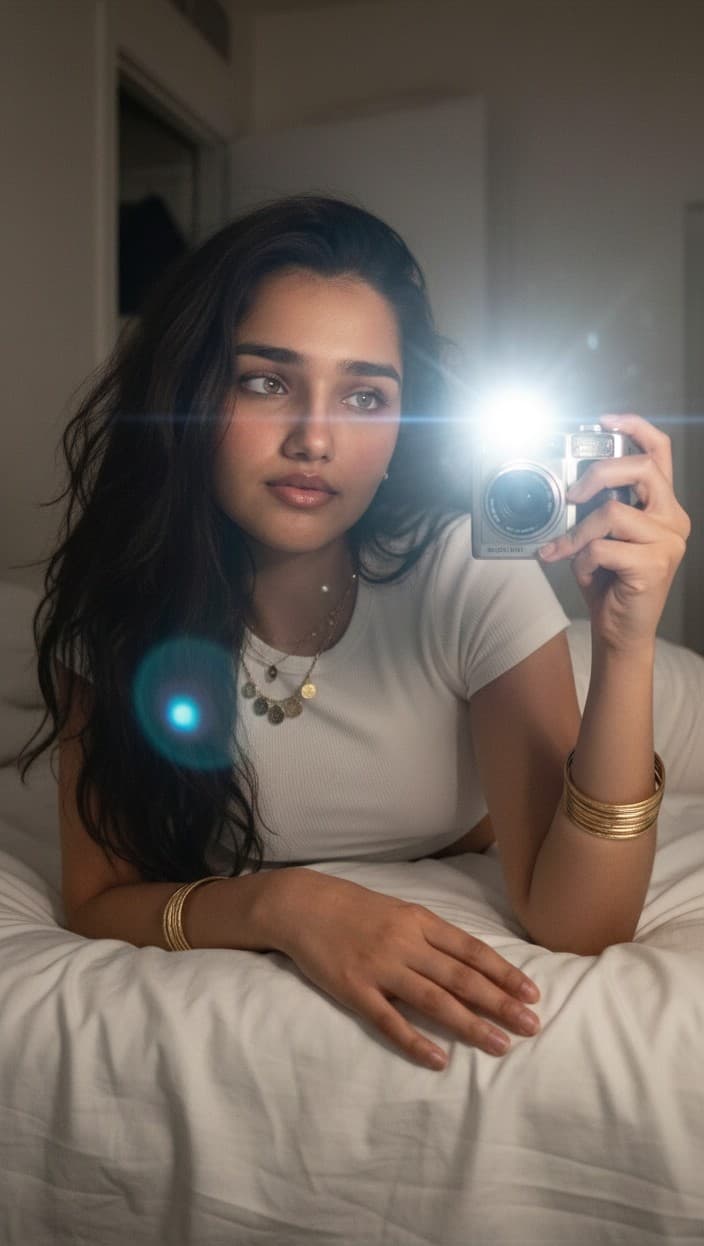 Y2K Digicam Mirror Selfie with Xenon Flash