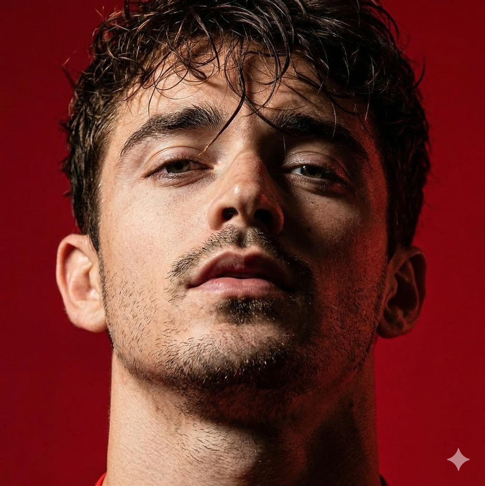 Sculpted Shadows — Low-Angle Editorial Portrait on Red