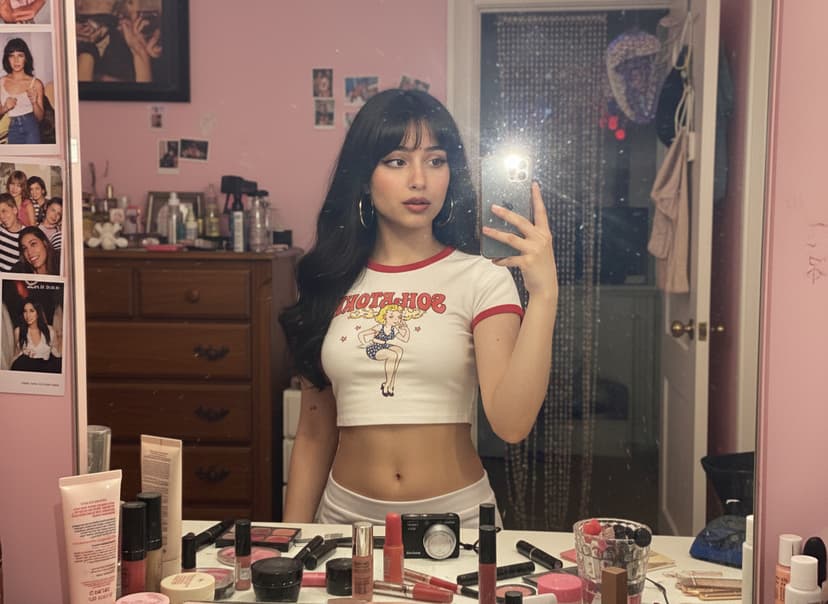 Y2K Mirror Selfie in Pink Bedroom