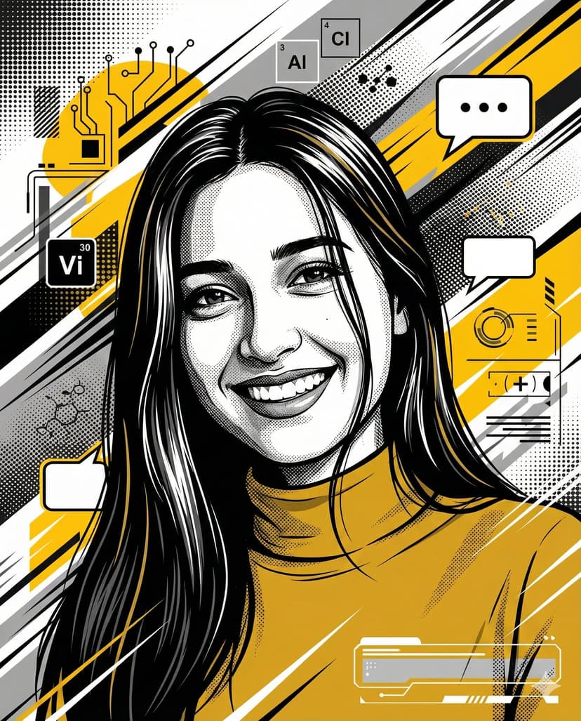 Halftone Pop‑Art Portrait with Tech Motifs