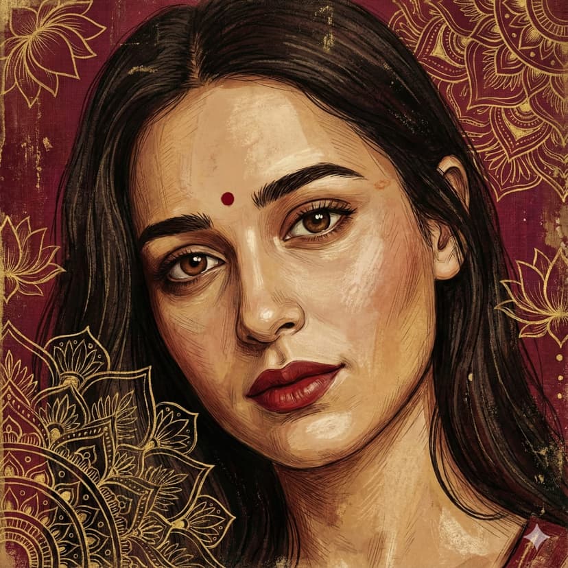 Serene Indian Miniature-Inspired Portrait