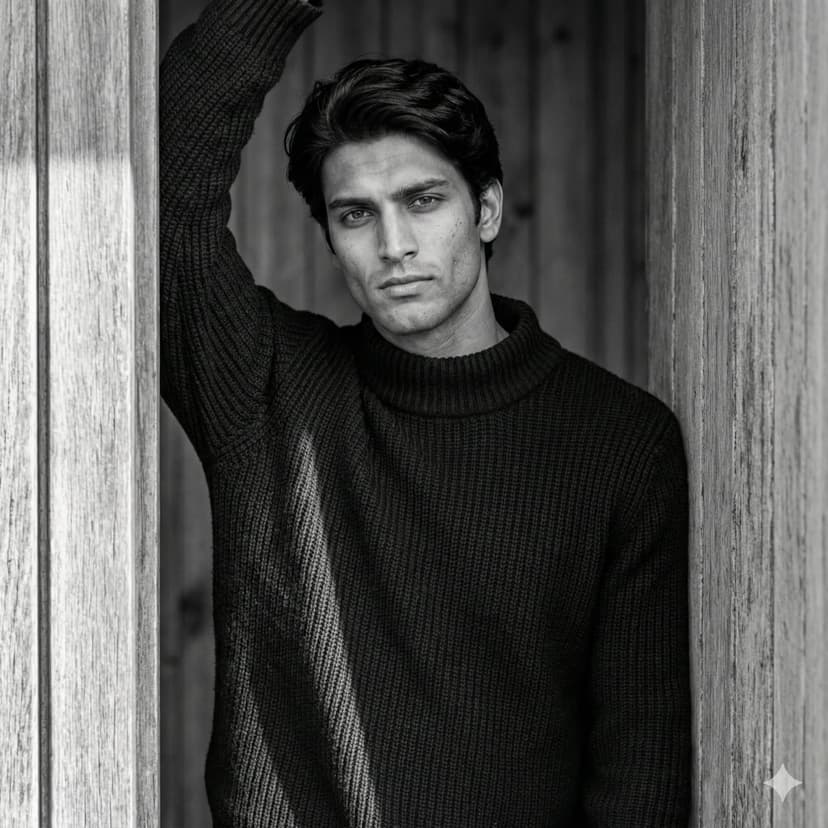 Framed in a Narrow Doorway — B&W Cinematic Portrait