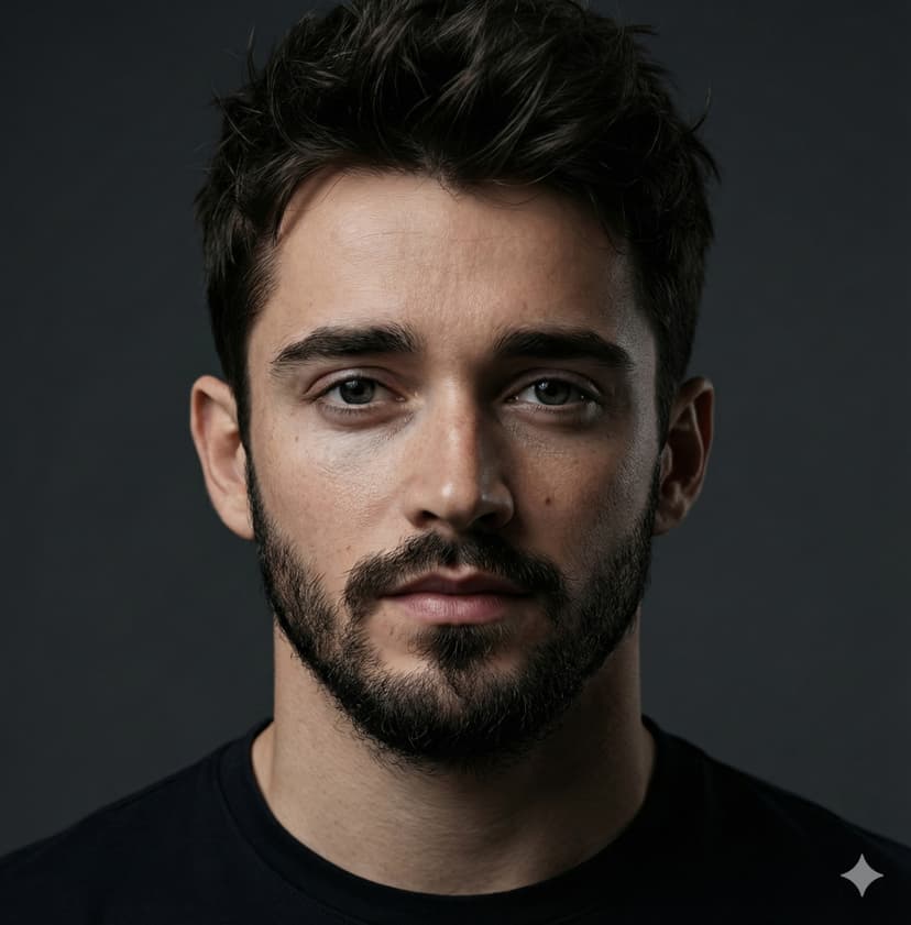 Hyper-realistic cinematic close-up of a rugged bearded man