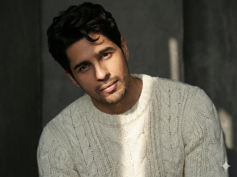 Side-lit Chiaroscuro Portrait in Cable‑Knit Sweater