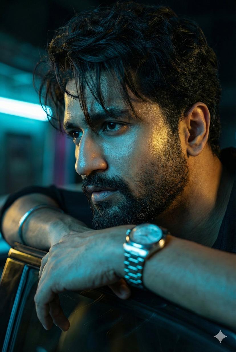 Neon-Bathed Cinematic Side Profile