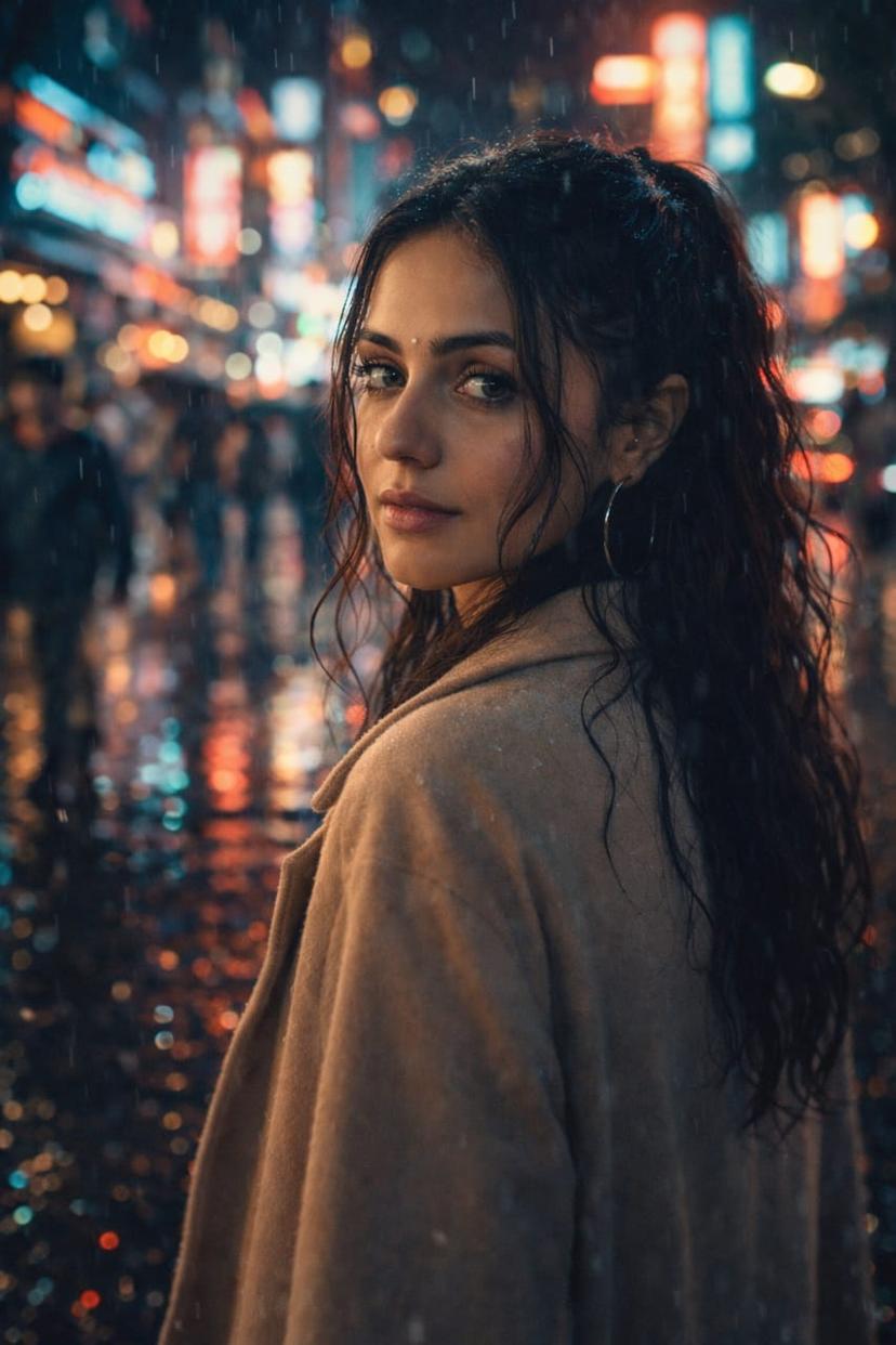 Neon Rain — A Quiet Glance in the City