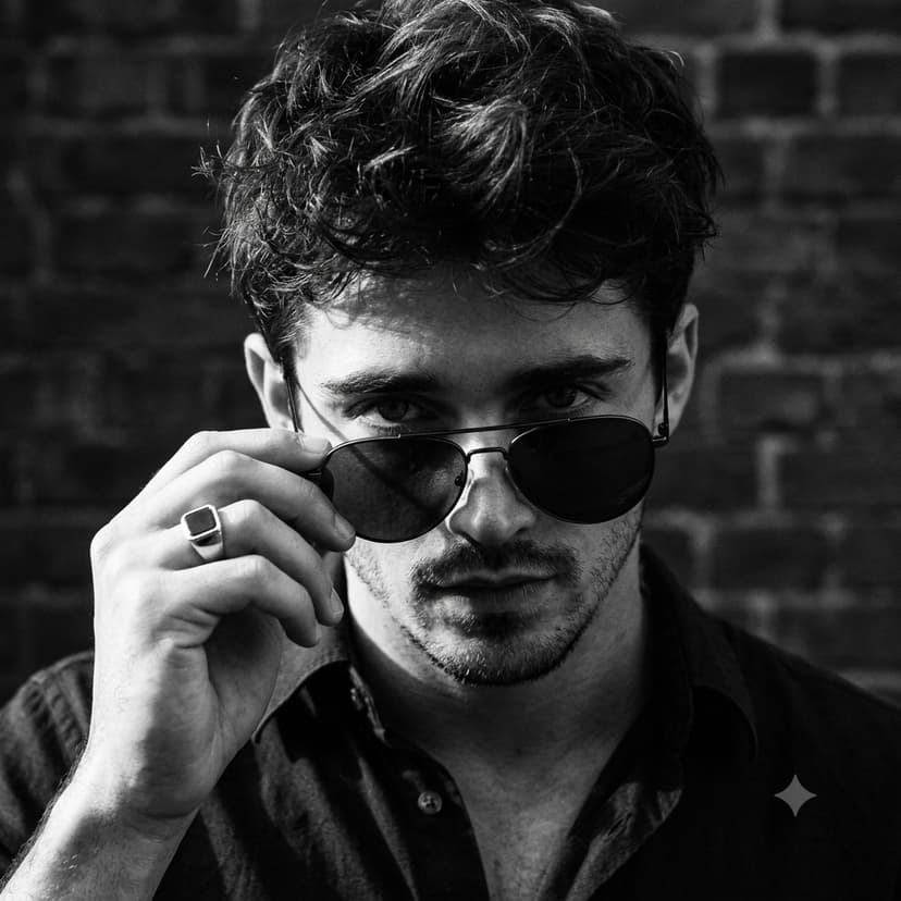 Noir Close-Up: Man Peering Over Aviator Sunglasses