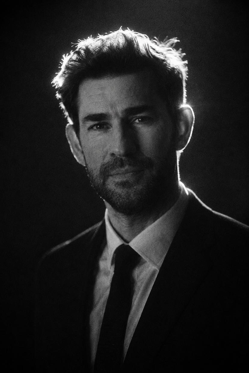 Cinematic Black-and-White Portrait with Rim Light