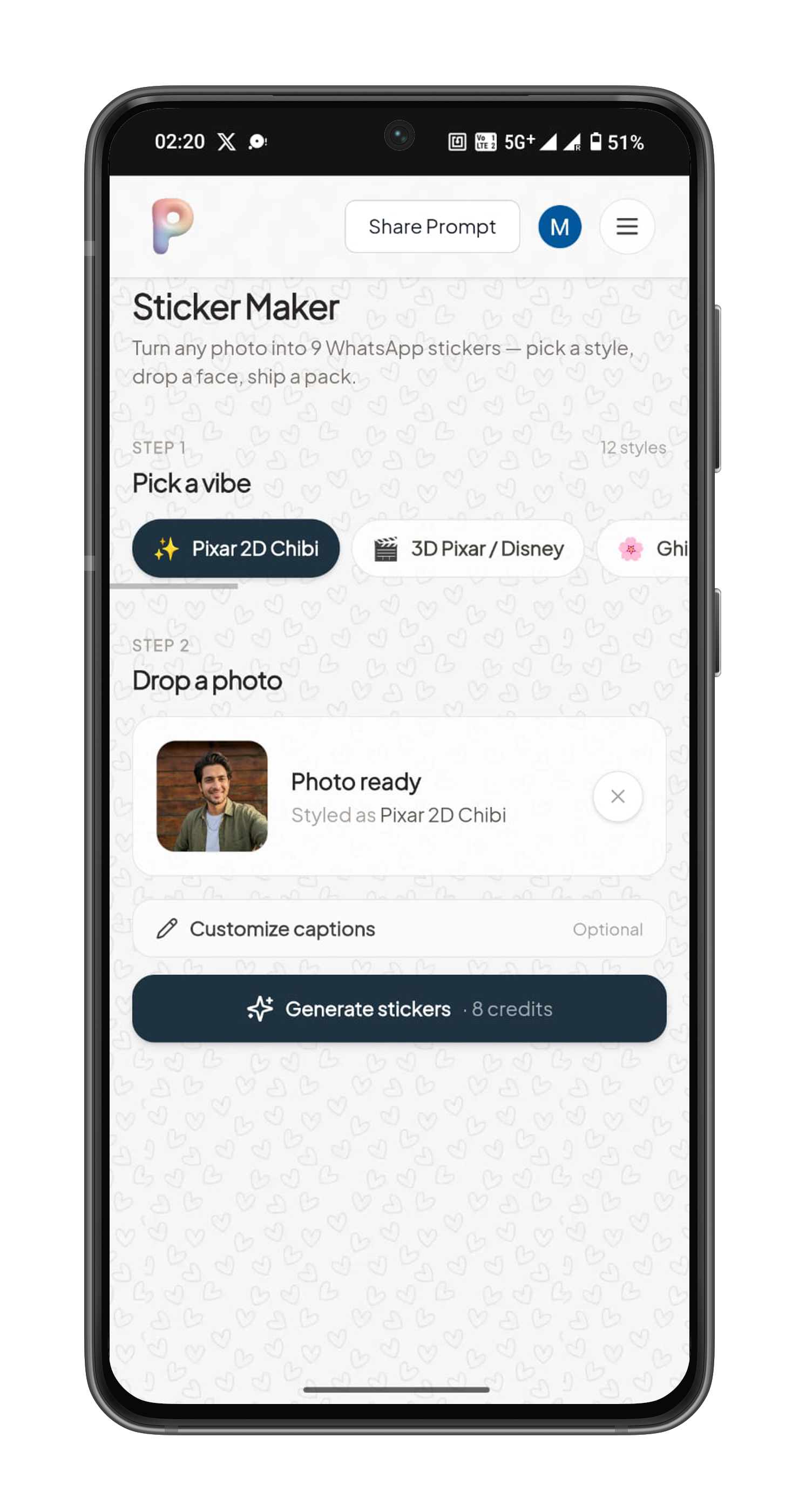 Upload your photo in the sticker maker tool