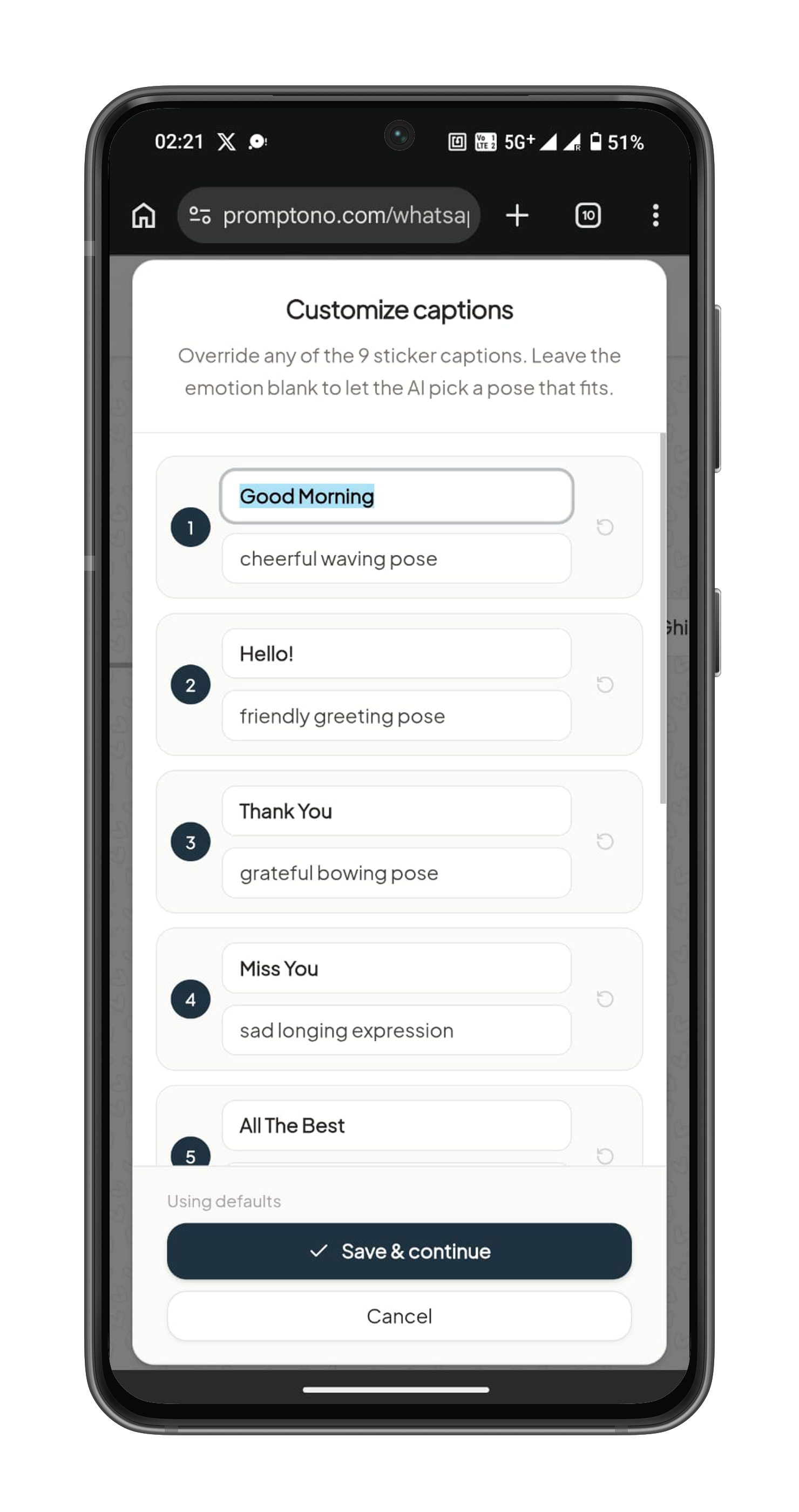 Customize the Captions (Optional)